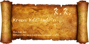 Kreps Kálmán névjegykártya
